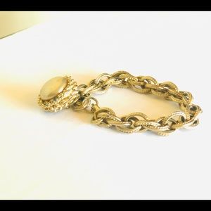 Vintage Coro Gold Chain Pearl Charm Bracelet